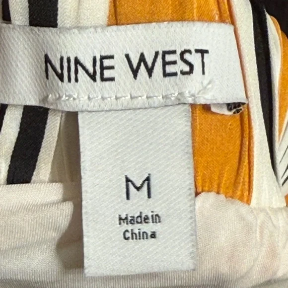 Nine West Mustard Yellow & Black Striped Tiered Maxi Skirt | Size M - Picture 3 of 3